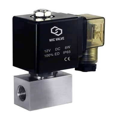 WIC VALVE 1/4" Inch High Pressure 2900 PSI Stainless Electric Solenoid Valve NC 12V DC