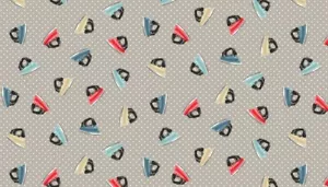 Makower Stitch in Time - Irons (Grey) - 100% cotton Fabric Patchwork Quilting - Picture 1 of 1