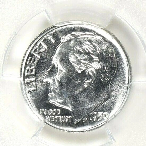 1950 PCGS PR67 Proof Roosevelt Silver Dime Blazing White GEM BU Better Date Cover