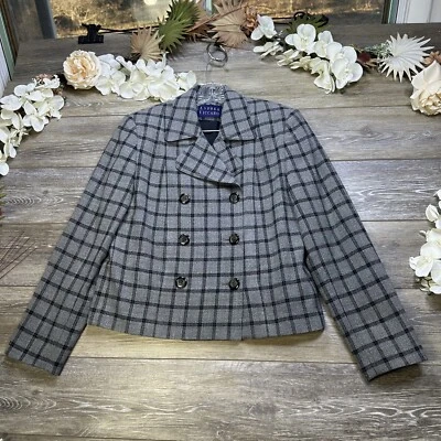 Andrea Viccaro Blazer Jacket size 8 Wool Tweed Double Breasted Button Women’s - Изображение 1 из 4
