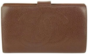 Chanel Bordeaux Caviar Leather CC Logo Long Wallet 105c18 - Picture 1 of 12