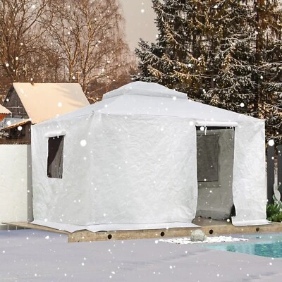DOMI OUTDOOR LIVING Domi 10'x12' Universal Winter Gazebo Cover w/Sidewalls and Mesh Windows(White)