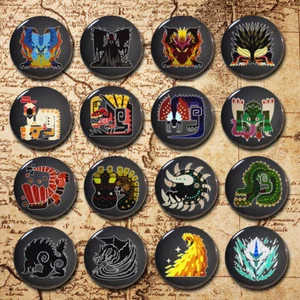 Monster Emblem Pin Backs Button 58mm Tin Badge 52 Types For Monster Hunter World - Picture 1 of 56