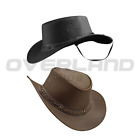 Men Vintage 100% Genuine Leather Cowboy Top Hat
