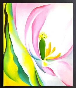 Georgia O' Keeffe PINK TULIP Botanic Flowers Art Print Book Plate 29 - Picture 1 of 5