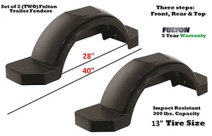 SET OF 2 (TWO) FULTON SINGLE AXLE TRAILER FENDERS 13" WHEELS TIRES SKIRT BOAT - Picture 1 of 2