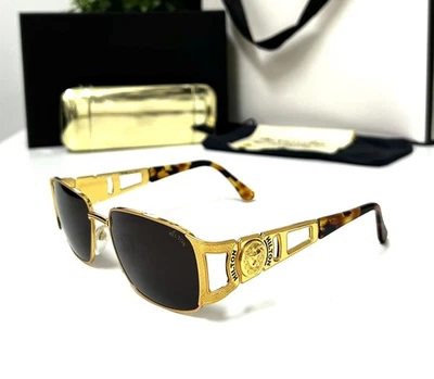 Vintage 90’s Hilton Picadilly 957 C3 24 Karat Gold Plated Metal Sunglasses - Image 1 of 4