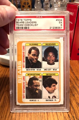 Lista de verificación Topps Bears Team Leaders #504 1978 Walter Payton ex PSA 5 Foto 1 de 3