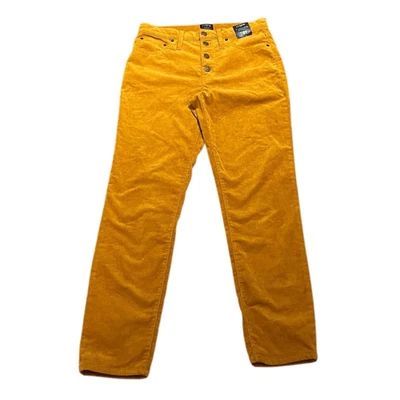 Pantalones de pana J.Crew para mujer de 9” tiro alto ajustados amarillo mostaza, talla 27, nuevos con etiquetas Foto 1 de 4