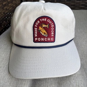PONCHO Hat Made For The Outdoors Redfish Fishing Logo Snapback Beige Cap Rope - Picture 1 of 9