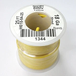 H618-04-25 25FT 18AWG YELLOW Stranded Appliance & Marine 600V Wire UL1015 105C - Picture 1 of 1