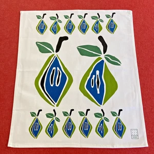 Swiden Cotton Tea Towel w Colourful Pear Collage Pattern Kitchen Dish Art Gift - Picture 1 of 14