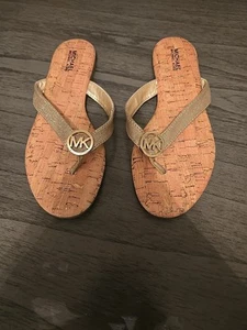 Girl's Michael Kors Gold Cork Sandals Size 3-NEW - Picture 1 of 3