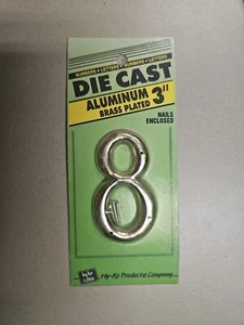 HY-KO 3” Brass Plated Aluminum House Number "8", DCG-3/8 - Picture 1 of 2