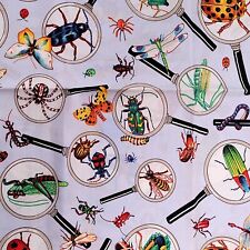 Daisy Kingdom  Magnified Insects #1365  Novelty Cotton Quilting Fabric Blue