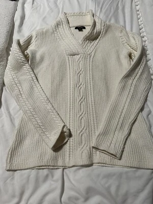 Nautica V Neck Fisherman Sweater Aran Jumper Sz M Preppy Classic Cozy Fall Warm - Изображение 1 из 4
