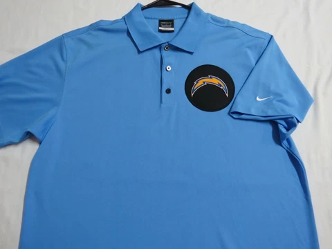 Sz M-2XL Retro Blue Chargers Nike Dri-Fit Mens Polyester #04M Polo Shirt Cover
