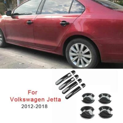 Cubierta de manija de taza de tazón de puerta de fibra de carbono para Volkswagen DX Jetta 2012-2018 12 piezas Foto 1 de 4