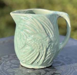 Early Brush McCoy Art Pottery Fish Pitcher Aqua Blue Green w/ Production Flaws - Picture 1 of 12