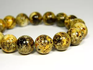 Pulsera de ámbar báltico de 6,3" cuentas redondas prensadas piedra preciosa 4371 - Imagen 1 de 11