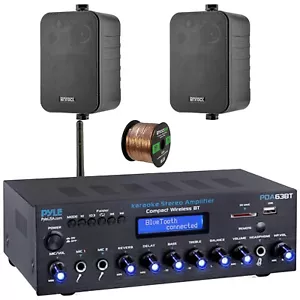 Pyle PDA63BT Bluetooth Home Amplifier Receiver, 2x 4" 30W Max 3-Way Speakers - Picture 1 of 5
