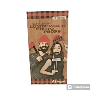 New 10pc Photo Booth Props Set Lumberjack Red Black Christmas Party Supplies - Image 1 of 4