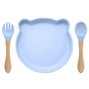Food Supplement Tableware Set Silicone Spork Baby Products Bear Silicone Tablewa - Picture 1 of 15