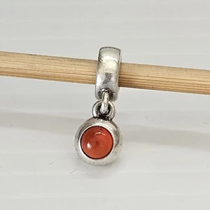 Pandora Orange Carnelian Cabochon Pendant Silver Dangle Charm 790537 Free Post - Picture 1 of 10