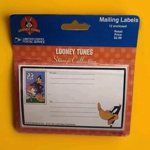 New Old Stock LOONEY TOONS Stamp Collection USPS 12 Mailing Labels DAFFY DUCK  - Picture 1 of 2