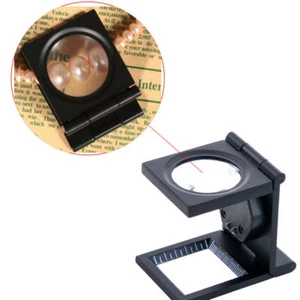 8X Folding Metal Linen Tester Cloth Magnifier Printers Loupe w/ 2 White LEDs - Picture 1 of 7