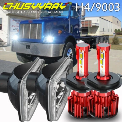 2000-2005 For Peterbilt 330 Trucks 2pc DOT 7x6" Led Headlights Hi-Lo H4 Bulb - Image 1 of 4