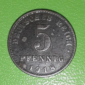 1918 Germany Deutsches Reich 5 Pfennig coin. - Picture 1 of 2