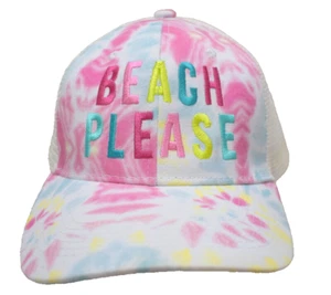 KATYDID Trucker Cap Women Beach Please Tie Dye Pink Blue Yellow White - Picture 1 of 10