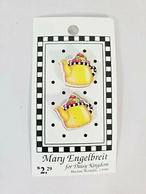 Vintage 90s Mary Engelbreit Shank Buttons *You Choose* Train Plane Teapot Kettle Foto 1 de 2