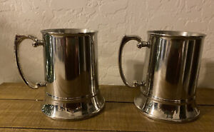 Set of 2 Stainless Steel Beer Stein 10 oz Mug Medival Style - EUC