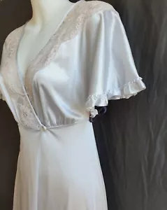 DIAMOND CUT Vintage Silver Cross over short sleeve Full Length Peignoir Robe 10 - Bild 1 von 8
