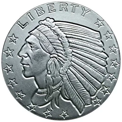 Silver 1/10 oz Incuse Indian Round - Image 1 of 2