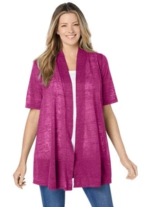 Woman Within Plus Size Lightweight Open Front Cardigan - Picture 1 of 69