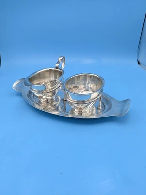 Hukin & Heath Silverplate Cream & Sugar Set Aesthetic Christopher Dresser Rare - Image 1 of 4