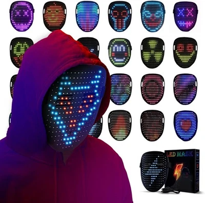 SPEWOM Leuchtende LED-Maske mit Gestensensor-Transformation, Digitale LED...  - Bild 1 von 4