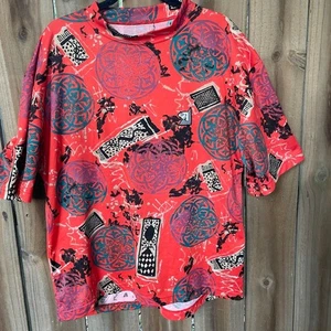 men's Vintage 80s RIFF&RAFF crazy print Poly Knit SHIRT xl - Picture 1 of 8