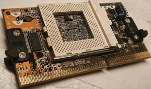 Asus S370-DL Rev 1.02 Socket 370 FC-PGA Slotket Scheda Convertitore + CPU - Foto 1 di 5
