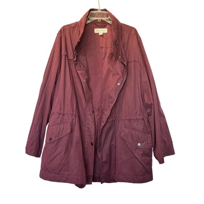 Ava & Viv Women's 3X Burgundy Anorak Jacket Lightweight Drawstring Utility — 第 1/4 张图片