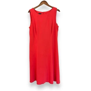 Talbots Red Ponte Sleeveless Sheath Dress 14 Knee Length Stretch Office Career - Picture 1 of 7