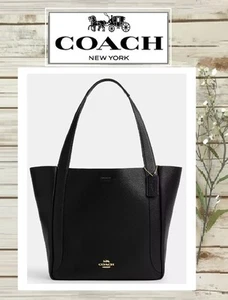 NWT COACH Hadley Tote Shoulder Bag CV996 In BLACK Pebbled Leather Gold Tone - Picture 1 of 19