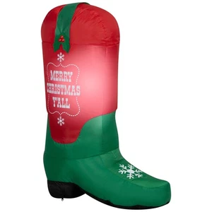 Bota de vaquero inflable de 3,5 pies para patio soplado por aire, roja/verde, por Holiday Time - Imagen 1 de 6