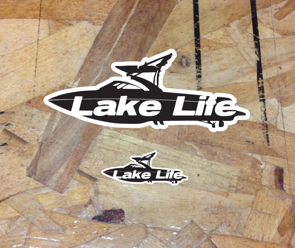 Lake Life Truck Car Window Inboard Sticker Ski Boat Wake Malibu Die Cut Black