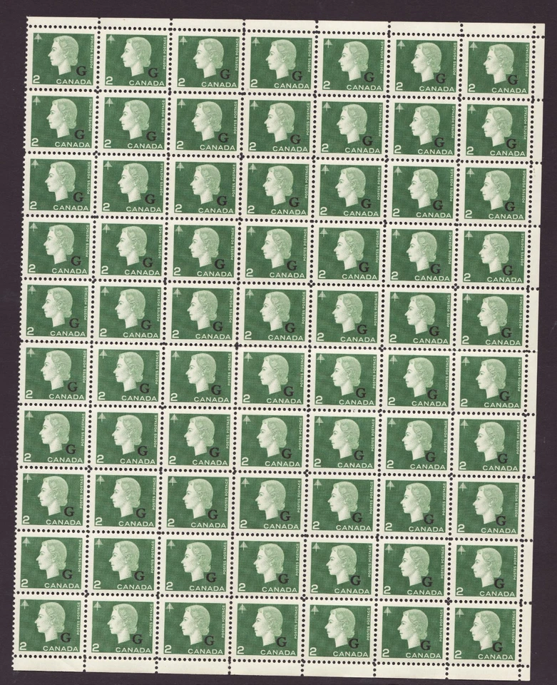 1963 - #O47  "G ovpt"  MNH X 70 - Canada Queen Elizabeth II Cameo cv$70 - Image 1 of 1