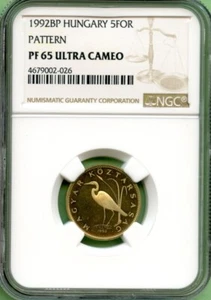 HUNGARY 1992BP 5 FOR PATTERN NGC PF 65 ULTRA CAMEO - Picture 1 of 2