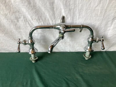 PARTS ONLY Vintage Chrome Plated Brass Bridge Faucet Barber Sink Central 226-25E - Image 1 of 4